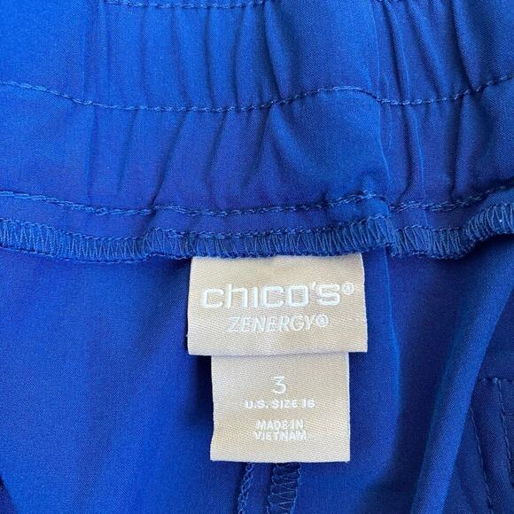 Chico’s Zenergy Woven Jogger Pant Imperial Blue Cargo Pockets Lightweight Casual - Picture 10 of 16